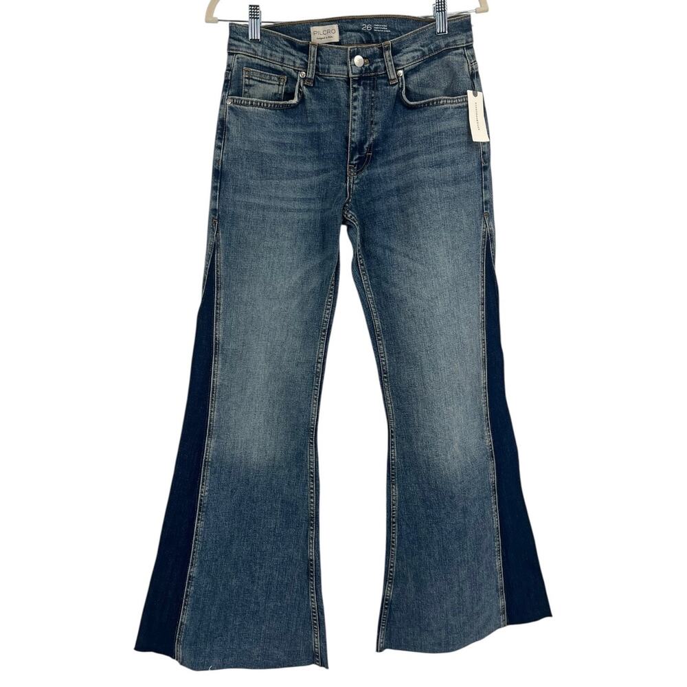 Anthropologie Pilcro High Rise Flare Wide Leg Jean Side Seam Insert Size 26 NEW